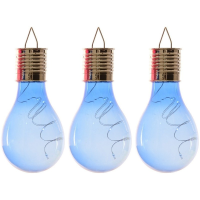Solar hanglamp bol/peertje   3x   blauw   kunststof   14 cm   LED