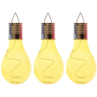 Solar hanglamp bol/peertje   3x   geel   kunststof   14 cm   LED