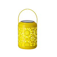 Solar lantaarn   geel   ijzer   17 cm   tuinverlichting   met hengsel