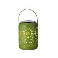Solar lantaarn   groen   ijzer   17 cm   tuinverlichting   met printje