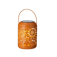 Solar lantaarn ijzer oranje 17 cm