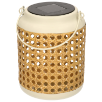 Solar lantaarn rotan   wit   17 cm