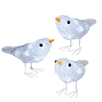 Verlichte vogels   3x st   16 cm   30 led lampjes   helder wit   acryl   kerstverlichting figuren