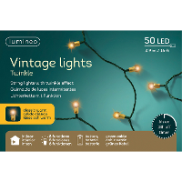 Lumineo Vintage kerstverlichting   50 led lampjes   klassiek warm wit   490 cm   batterij