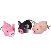 Luminous Sound Cartoon Pig Led Keychain Phones Pandent