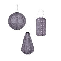 Lumiz Lampion op zonne energie   Solar tuinverlichting   Paarse Set   3 stuks