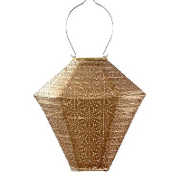 Lumiz Solar Buitenlampion Sashiko Diamond   Solar Tuinverlichting   28 cm   Goud