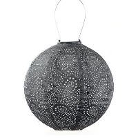LUMIZ Solar Lampion Paisley Rond   30 cm   Donker Grijs