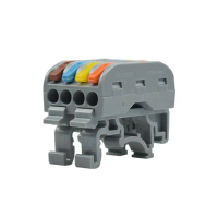 LUSTREON Snelle Splitter 4 In 4 Uit Draadconnector Verwijderbare Beugel Universele Bedrading Kabelconnector Push in Gele