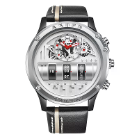 Luxe Multifunctionele Elektronische Kwarstru,Luminous Waterdicht Datumweergave Hoogwaardige Leren Band Heren Horloge
