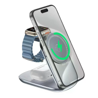 M72 15W 3 in 1 Opvouwbare Magnetische Draadloze Oplader Staand Snelladen voor iPhone 12 17 voor Apple Watch voor AirPods