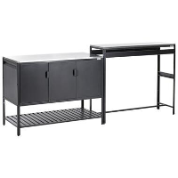 MAENZA   Buitenkeukenkast set met tafel   Zwart   Staal