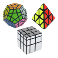 Magic Cube Set Of 3 Speed Cube Pyraminx Megaminx Silver Mirror Magic Puzzle