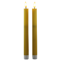 Magic Flame Dinerkaarsen   LED   2x stuks   geel   25 cm   met glitters