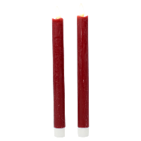 Led dinerkaarsen   2x stuks   donkerrood   25,5 cm