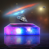 Magnetisch zwevend UFO ambientelamp met RGB galaxiebasis en aanraakbediening, drijvende draaiende bureaulamp voor thuis