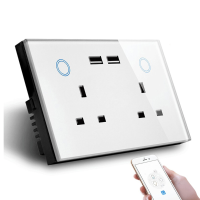 MAKEGOOD 2 Gang WIFI Smart USB Stopcontact UK Stopcontact 15A Power Touch Switch Wireless Homekit Charge Werken met Alex