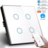 MAKEGOOD UK Standaard WiFi Slimme Lichtschakelaar Touchscreen 4 Gang Alexa Spraakbesturing Muur Wifi Tuya Schakelaar 100