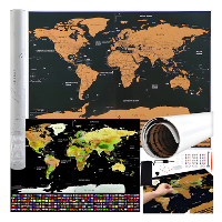 Malatec Wereldkaart kraskaart   82 x 59 cm   met vlaggen en accessoires   wanddecoratie