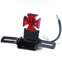 Maltese Cross Led Tail Light Lamp With Plate For Harley Chopper Bobber