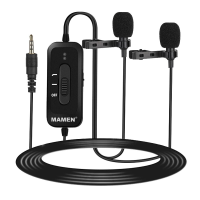 MAMEN KM D2 Pro Bedrade microfoon Clip on Lavalier microfoon Ruisonderdrukking Omni directionele dubbele microfoons voor