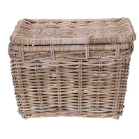 Mand met deksel Meike   antiek grijs   47x34x35 cm   Leen Bakker