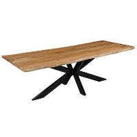 Mangohoutonline   Acaciahouten Eettafel Edge 240x100cm Rechthoekig Bruin
