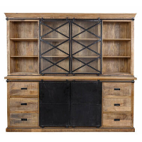 Mangohoutonline   Buffetkast Denver 240x220cm Rechthoekig   Bruin   Mahom