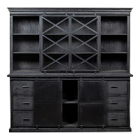 Mangohoutonline   Buffetkast Denver Black 220cm   Zwart   Mahom