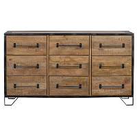 Mangohoutonline   Dressoir Baltimore 160cm 9 Laden Rechthoekig   Naturel   Mahom