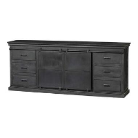 Mangohoutonline   Dressoir Newark 160cm Dubbele Deurtjes   Zwart   Mahom