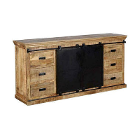 Dressoir Newark 220cm   Mangohout   Bruin   Rechthoekig