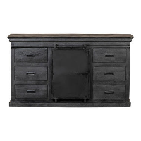 Dressoir Newark Black 160cm   Mangohout   Zwart   Rechthoekig