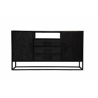 Dressoir Toronto Black 145x80cm   Mangohout   Zwart   Rechthoekig