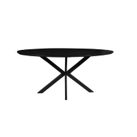 Mangohoutonline   Eettafel Bologna Black 180x100cm Ovaal   Zwart   Mahom