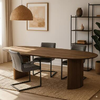 Mangohoutonline   Eettafel Chiara 180x100cm Walnoot Rechthoekig   Bruin   Mahom