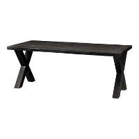 Mangohoutonline   Eettafel Columbus Black 160x90cm Rechthoekig   Zwart   Mahom