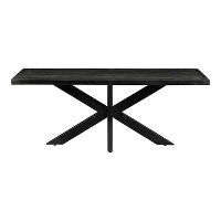 Mangohoutonline   Eettafel Memphis Black 160x90cm Rechthoekig   Zwart   Mahom