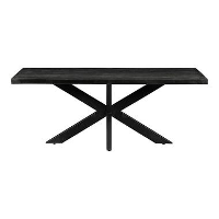 Mangohoutonline   Eettafel Memphis Black 220x100cm Rechthoekig   Zwart   Mahom