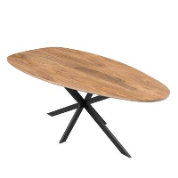 Mangohoutonline   Eettafel Organisch Laura 240x110cm Rechthoekig   Bruin   Mahom