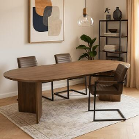 Mangohoutonline   Eettafel Sara 180x100cm Walnoot Rechthoekig   Bruin   Mahom