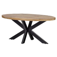 Mangohoutonline   Eettafel Tulsa 240x110cm Ovaal   Bruin   Mahom