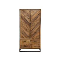 Kast Reno 100cm Met 4 Lades En 2 Deuren   Mangohout   Bruin   Rechthoekig