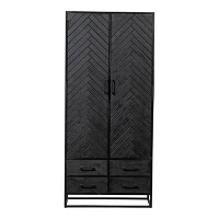 Kast Sienna 90cm   Mangohout   Zwart   Rechthoekig