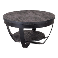 Mangohoutonline   Salontafel Bakersfield Black 65cm Rond   Zwart   Mahom