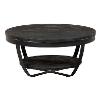 Salontafel Bakersfield Black 90cm   Mangohout   Zwart   Rond