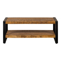 Mangohoutonline   Salontafel Britt 2laags 110cm Rechthoekig   Bruin   Mahom