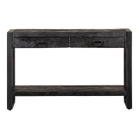Sidetable Atlanta Black 2 Lades 120cm   Mangohout   Zwart   Rechthoekig