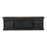 TV Meubel Portland Black 200cm   Mangohout   Zwart   Rechthoekig