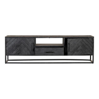 TV Meubel Sienna 165cm   Mangohout   Zwart   Rechthoekig
